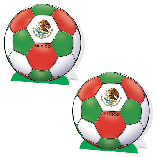 9.25" Mexico 3D Soccer Ball Centerpieces, 2ct.
